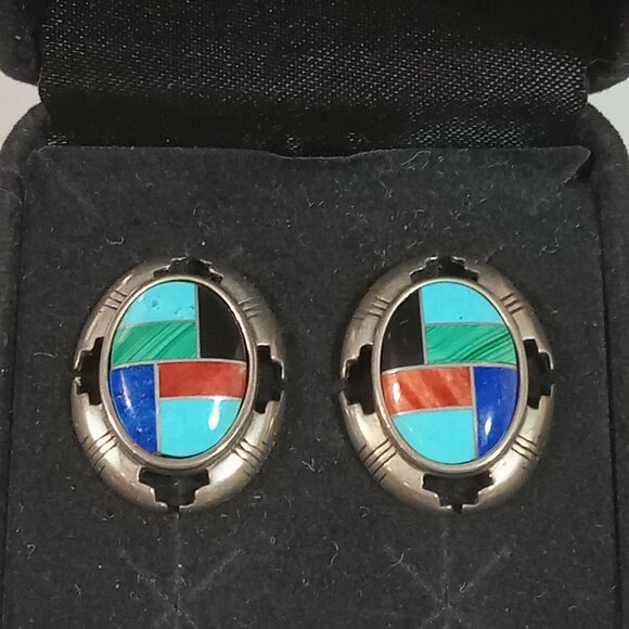 Carolyn Pollack Sterling Silver Relios Inlay Bracelet and matching Earrings - Picture 6 of 7